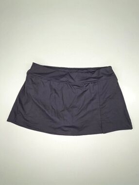 Lands' End Mini Swim Skirt Black Hipster Slit Hem Size 12